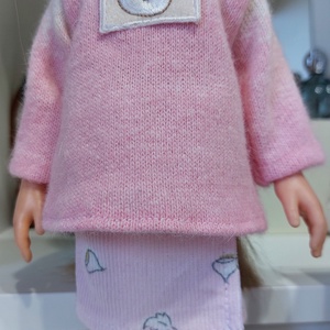 Paola Reina rózsaszín kötött pulcsis szett - játék & sport - baba & babaház - babaruha, babakellék - Meska.hu