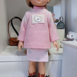 Paola Reina rózsaszín kötött pulcsis szett - játék & sport - baba & babaház - babaruha, babakellék - Meska.hu