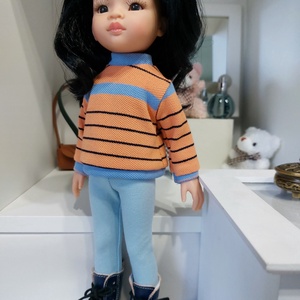 Paola Reina csíkos hosszú ujjú pulcsis szett - játék & sport - baba & babaház - babaruha, babakellék - Meska.hu