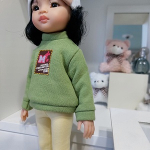 Paola Reina zöld hosszú ujjú pulcsis szett - játék & sport - baba & babaház - babaruha, babakellék - Meska.hu