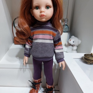 Paola Reina lilás csíkos hosszú ujjú pulcsis szett - játék & sport - baba & babaház - babaruha, babakellék - Meska.hu