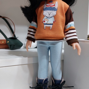 Paola Reina nyuszkós csíkos hosszú ujjú pulcsis szett - játék & sport - baba & babaház - babaruha, babakellék - Meska.hu