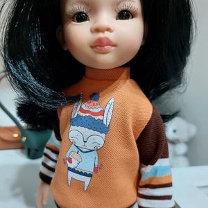 Paola Reina nyuszkós csíkos hosszú ujjú pulcsis szett - játék & sport - baba & babaház - babaruha, babakellék - Meska.hu