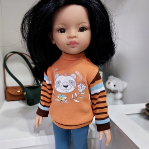 Paola Reina pandás csíkos hosszú ujjú pulcsis szett - játék & sport - baba & babaház - babaruha, babakellék - Meska.hu