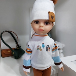 Paola Reina őszi erdő mintás csíkos hosszú ujjú pulcsis szett - játék & sport - baba & babaház - babaruha, babakellék - Meska.hu