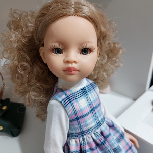 Paola Reina kék-fehér kockás kötényruha garbóval, Játék & Sport, Baba & babaház, Babaruha, babakellék, Varrás, MESKA