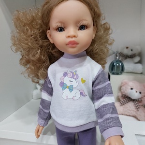 Paola Reina unikornisos csíkos ujjú pulcsis szett, Játék & Sport, Baba & babaház, Babaruha, babakellék, Varrás, MESKA