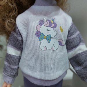 Paola Reina unikornisos csíkos ujjú pulcsis szett - játék & sport - baba & babaház - babaruha, babakellék - Meska.hu