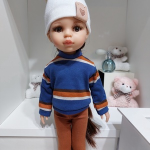 Paola Reina kék-barna hosszú ujjú pulcsis szett - játék & sport - baba & babaház - babaruha, babakellék - Meska.hu