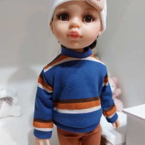 Paola Reina kék-barna hosszú ujjú pulcsis szett - játék & sport - baba & babaház - babaruha, babakellék - Meska.hu