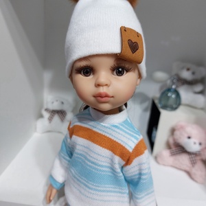 Paola Reina kék-fehér-rézvörös csíkos hosszú ujjú pulcsis szett, Játék & Sport, Baba & babaház, Babaruha, babakellék, Varrás, MESKA