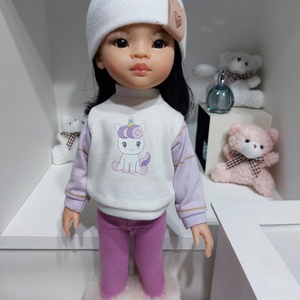 Paola Reina unikornisbébis csíkos hosszú ujjú pulcsis szett - játék & sport - baba & babaház - babaruha, babakellék - Meska.hu