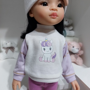 Paola Reina unikornisbébis csíkos hosszú ujjú pulcsis szett - játék & sport - baba & babaház - babaruha, babakellék - Meska.hu