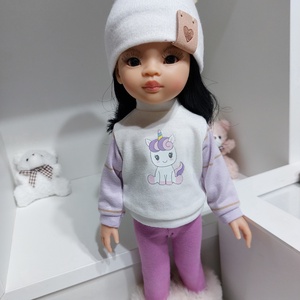 Paola Reina unikornisbébis csíkos hosszú ujjú pulcsis szett - játék & sport - baba & babaház - babaruha, babakellék - Meska.hu