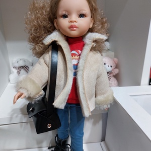 Paola Reina krémszínű rövid szőrmekabátka - játék & sport - baba & babaház - babaruha, babakellék - Meska.hu