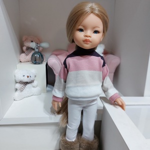 Paola Reina lila-rózsaszín csíkos hosszú ujjú pulcsis szett - játék & sport - baba & babaház - babaruha, babakellék - Meska.hu