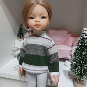 Paola Reina csíkos zöld-fehér hosszú ujjú pulcsis szett, Játék & Sport, Baba & babaház, Babaruha, babakellék, Varrás, MESKA