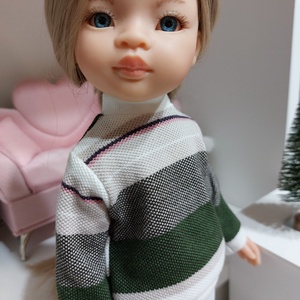 Paola Reina csíkos zöld-fehér hosszú ujjú pulcsis szett - játék & sport - baba & babaház - babaruha, babakellék - Meska.hu