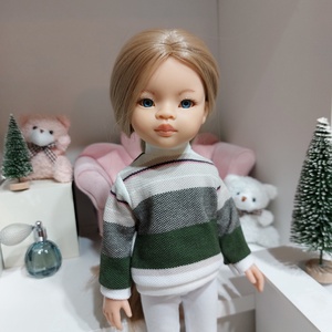 Paola Reina csíkos zöld-fehér hosszú ujjú pulcsis szett - játék & sport - baba & babaház - babaruha, babakellék - Meska.hu