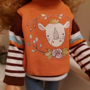 Paola Reina orrszarvú mintás csíkos hosszú ujjú pulcsis szett - játék & sport - baba & babaház - babaruha, babakellék - Meska.hu