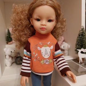 Paola Reina orrszarvú mintás csíkos hosszú ujjú pulcsis szett - játék & sport - baba & babaház - babaruha, babakellék - Meska.hu