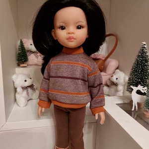 Paola Reina barna csíkos hosszú ujjú pulcsis szett - játék & sport - baba & babaház - babaruha, babakellék - Meska.hu