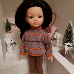 Paola Reina barna csíkos hosszú ujjú pulcsis szett - játék & sport - baba & babaház - babaruha, babakellék - Meska.hu