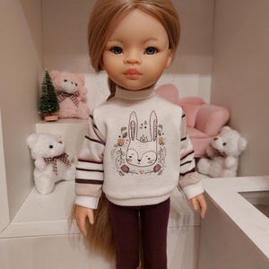 Paola Reina nyuszis pulcsis szett - játék & sport - baba & babaház - babaruha, babakellék - Meska.hu