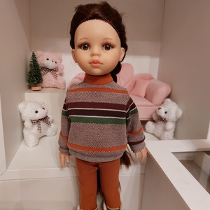 Paola Reina zöld-barna csíkos pulcsis szett, Játék & Sport, Baba & babaház, Babaruha, babakellék, Varrás, MESKA