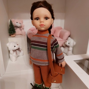 Paola Reina zöld-barna csíkos pulcsis szett - játék & sport - baba & babaház - babaruha, babakellék - Meska.hu