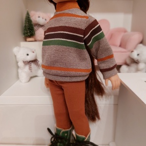 Paola Reina zöld-barna csíkos pulcsis szett - játék & sport - baba & babaház - babaruha, babakellék - Meska.hu