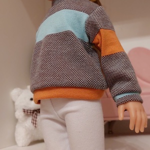 Paola Reina türkiz-narancs-barna csíkos pulcsis szett - játék & sport - baba & babaház - babaruha, babakellék - Meska.hu