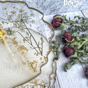 Csipkevirág X Műgyanta 3emletes sütemény tálaló állvány, szárított virág, örök virág, tálaló, ajándék szett - otthon & életmód - konyhafelszerelés, tálalás - tálalás - kínálótál - Meska.hu