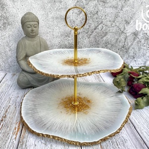 Műgyanta geóda 2emletes sütemény tálaló állvány, hajlított - otthon & életmód - konyhafelszerelés, tálalás - tálalás - kínálótál - Meska.hu