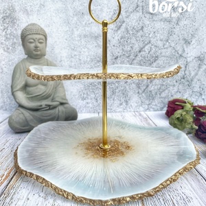 Műgyanta geóda 2emletes sütemény tálaló állvány, hajlított - otthon & életmód - konyhafelszerelés, tálalás - tálalás - kínálótál - Meska.hu