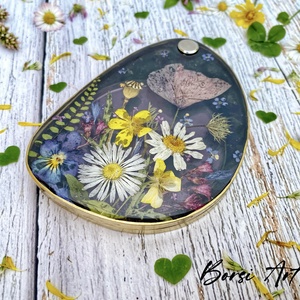 Szárított virágos műgyanta zsebtükör - otthon & életmód - dekoráció - tükör - Meska.hu