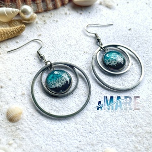 aMare� epoxigyanta lógós fülbevaló, tengerpart, hullám, nyár - ékszer - fülbevaló - lógós kerek fülbevaló - Meska.hu