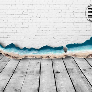 Műgyanta Balaton falikép 120 cm, balatoni homokkal, kagylókkal, kövekkel - Meska.hu