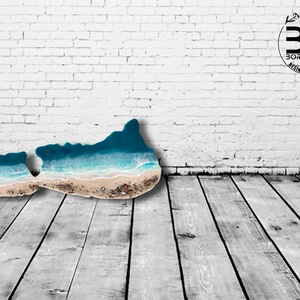 Műgyanta Balaton falikép 120 cm, balatoni homokkal, kagylókkal, kövekkel - otthon & életmód - dekoráció - kép & falikép - 3d képek - Meska.hu