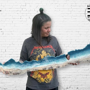 Műgyanta Balaton falikép 120 cm, balatoni homokkal, kagylókkal, kövekkel - otthon & életmód - dekoráció - kép & falikép - 3d képek - Meska.hu