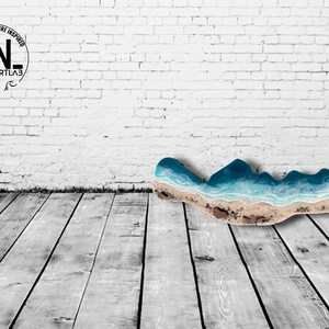 Műgyanta Balaton falikép 120 cm, balatoni homokkal, kagylókkal, kövekkel - otthon & életmód - dekoráció - kép & falikép - 3d képek - Meska.hu