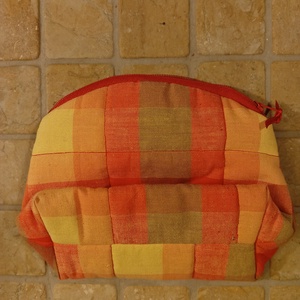 Neszeszer - piros-sárga kockás - táska & tok - neszesszer - Meska.hu