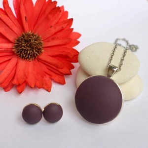 Ibolya lila fülbevaló és nyaklánc szett - ékszer - ékszerszett - Meska.hu