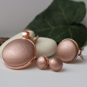 Rosegold púder fülbevaló, gyűrű és nyaklánc szett - ékszer - ékszerszett - Meska.hu