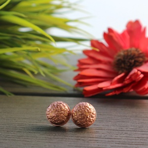 Rosegold textúrás nemesacél fülbevaló - ékszer - fülbevaló - pötty fülbevaló - Meska.hu