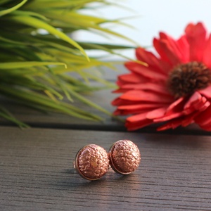 Rosegold textúrás nemesacél fülbevaló - ékszer - fülbevaló - pötty fülbevaló - Meska.hu