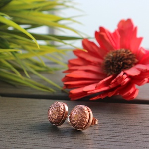 Rosegold textúrás nemesacél fülbevaló, Ékszer, Fülbevaló, Pötty fülbevaló, Ékszerkészítés, MESKA