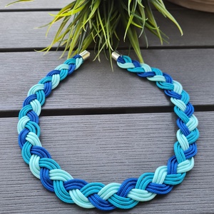 Királykék - menta - türkiz fonott paracord nyaklánc - ékszer - nyaklánc - medál nélküli nyaklánc - Meska.hu