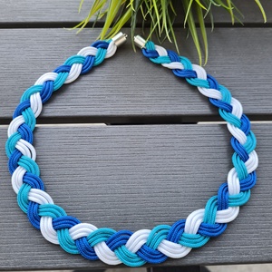 Türkiz - királykék - fehér paracord nyaklánc, Ékszer, Nyaklánc, Medál nélküli nyaklánc, Ékszerkészítés, MESKA