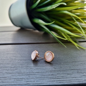 Csillogó púder - rosegold nemesacél bedugós fülbevaló - ékszer - fülbevaló - pötty fülbevaló - Meska.hu